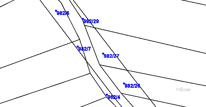 Parcela st. 982/27 v KÚ Dub u Kondrace, Katastrální mapa