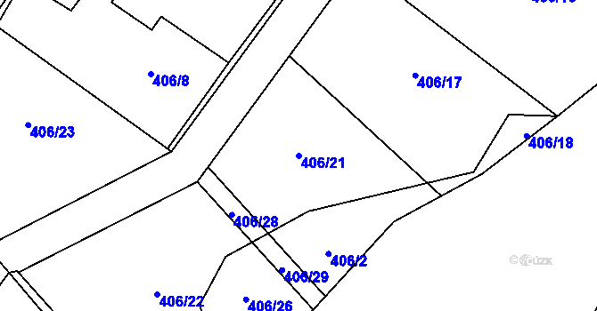 Parcela st. 406/21 v KÚ Kondrac, Katastrální mapa