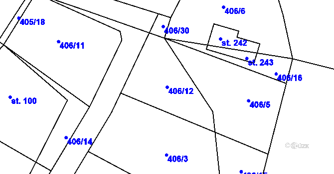 Parcela st. 406/12 v KÚ Kondrac, Katastrální mapa