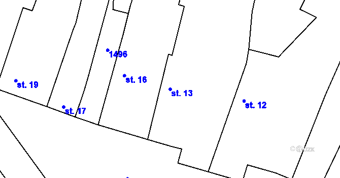 Parcela st. 13 v KÚ Kondrac, Katastrální mapa