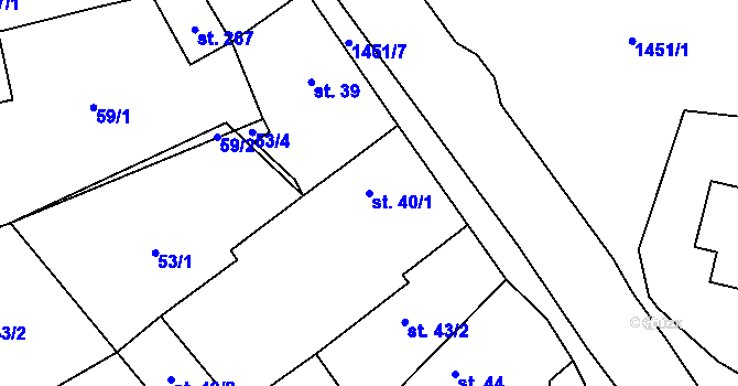 Parcela st. 40/1 v KÚ Kondrac, Katastrální mapa