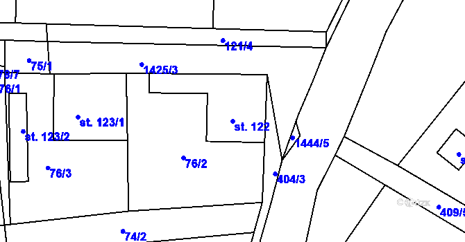 Parcela st. 122 v KÚ Kondrac, Katastrální mapa