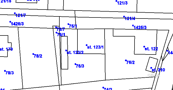 Parcela st. 123/1 v KÚ Kondrac, Katastrální mapa