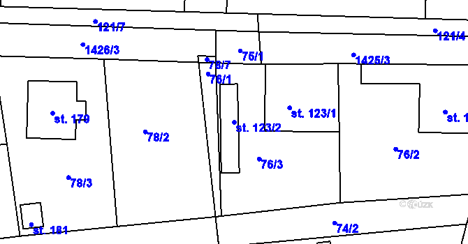 Parcela st. 123/2 v KÚ Kondrac, Katastrální mapa