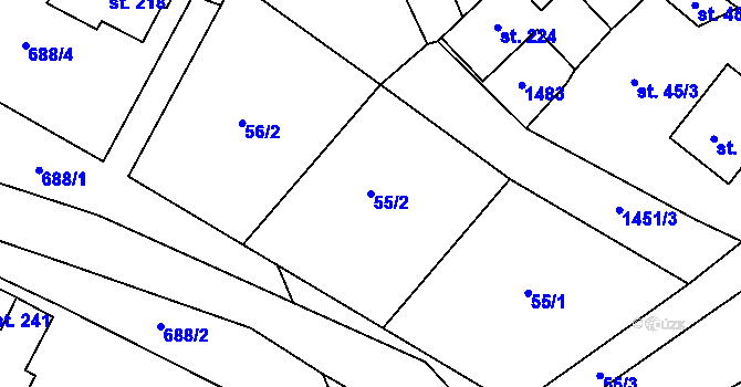 Parcela st. 55/2 v KÚ Kondrac, Katastrální mapa