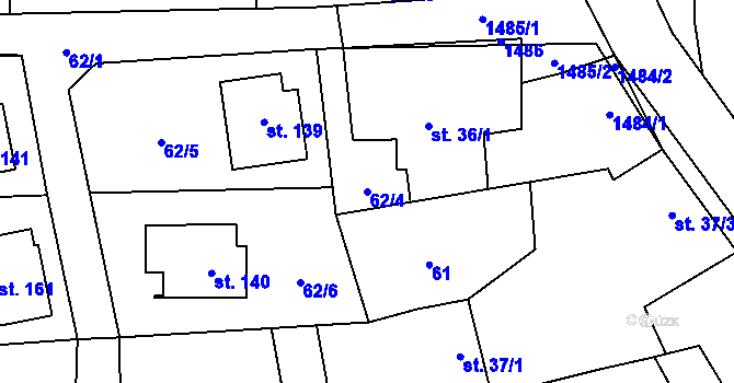 Parcela st. 62/4 v KÚ Kondrac, Katastrální mapa