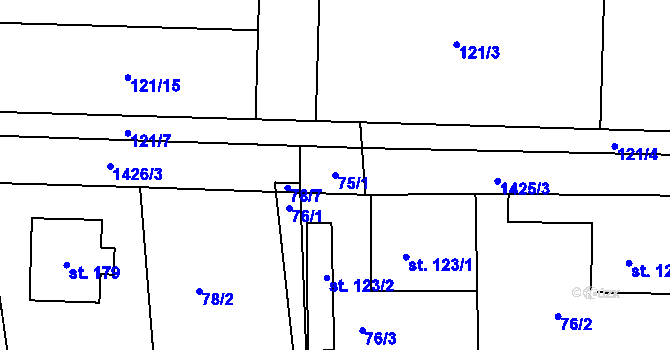 Parcela st. 75/1 v KÚ Kondrac, Katastrální mapa