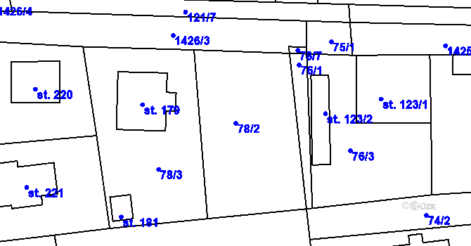 Parcela st. 78/2 v KÚ Kondrac, Katastrální mapa