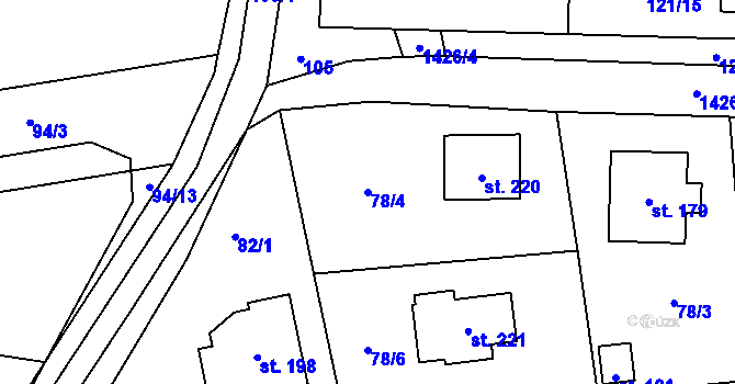 Parcela st. 78/4 v KÚ Kondrac, Katastrální mapa