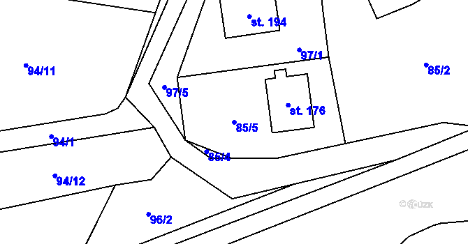 Parcela st. 85/5 v KÚ Kondrac, Katastrální mapa