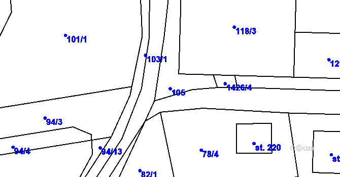 Parcela st. 105 v KÚ Kondrac, Katastrální mapa