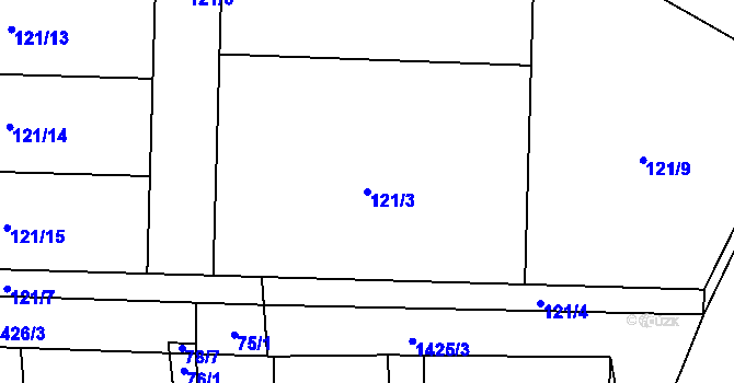 Parcela st. 121/3 v KÚ Kondrac, Katastrální mapa