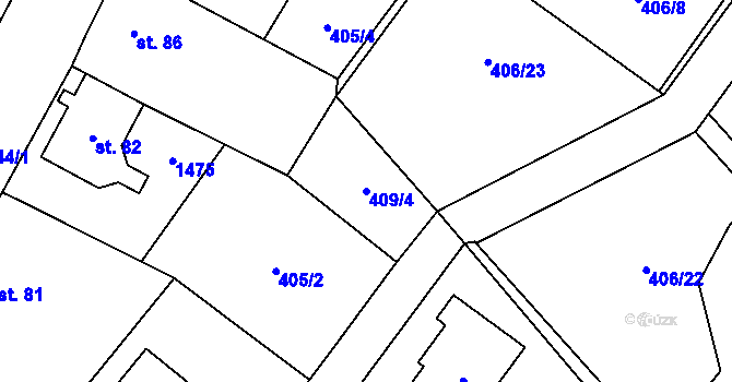 Parcela st. 409/4 v KÚ Kondrac, Katastrální mapa