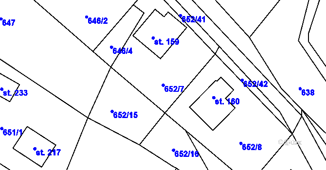 Parcela st. 652/7 v KÚ Kondrac, Katastrální mapa