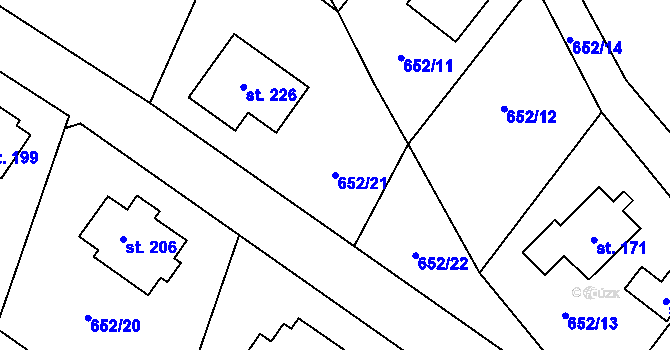 Parcela st. 652/21 v KÚ Kondrac, Katastrální mapa