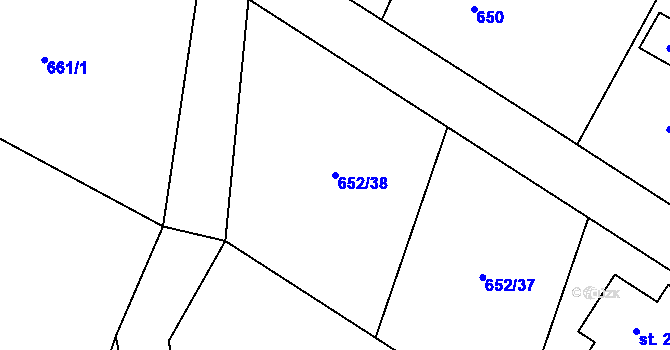 Parcela st. 652/38 v KÚ Kondrac, Katastrální mapa