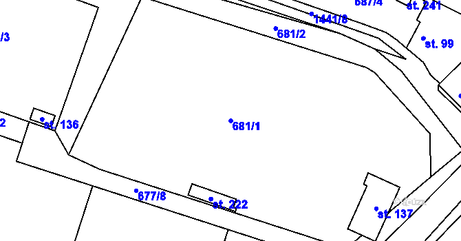 Parcela st. 681/1 v KÚ Kondrac, Katastrální mapa