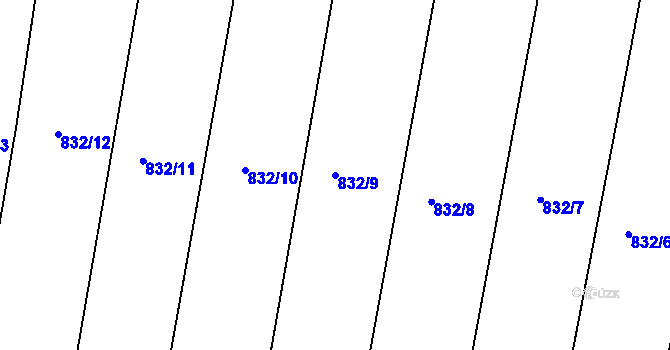 Parcela st. 832/9 v KÚ Kondrac, Katastrální mapa