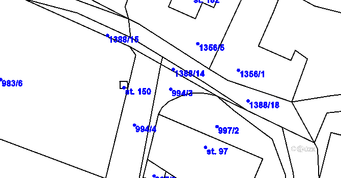 Parcela st. 994/3 v KÚ Kondrac, Katastrální mapa