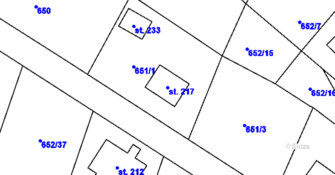 Parcela st. 217 v KÚ Kondrac, Katastrální mapa