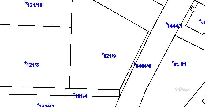 Parcela st. 121/9 v KÚ Kondrac, Katastrální mapa