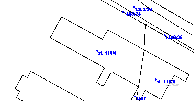 Parcela st. 116/4 v KÚ Kondrac, Katastrální mapa