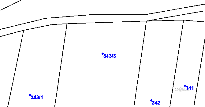 Parcela st. 343/3 v KÚ Kondrac, Katastrální mapa