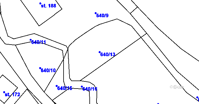 Parcela st. 640/13 v KÚ Kondrac, Katastrální mapa