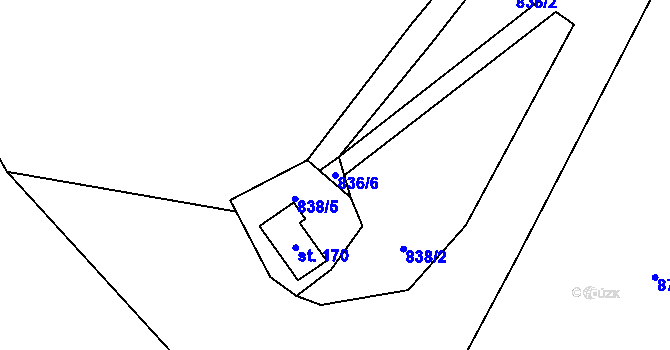 Parcela st. 836/6 v KÚ Kondrac, Katastrální mapa