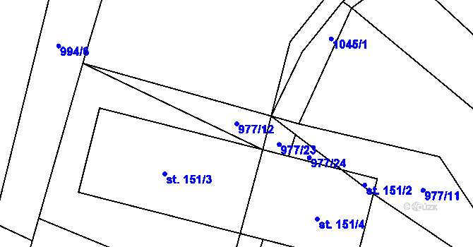 Parcela st. 977/12 v KÚ Kondrac, Katastrální mapa