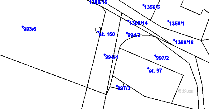 Parcela st. 994/4 v KÚ Kondrac, Katastrální mapa