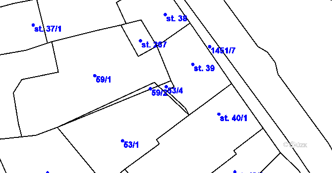 Parcela st. 53/4 v KÚ Kondrac, Katastrální mapa