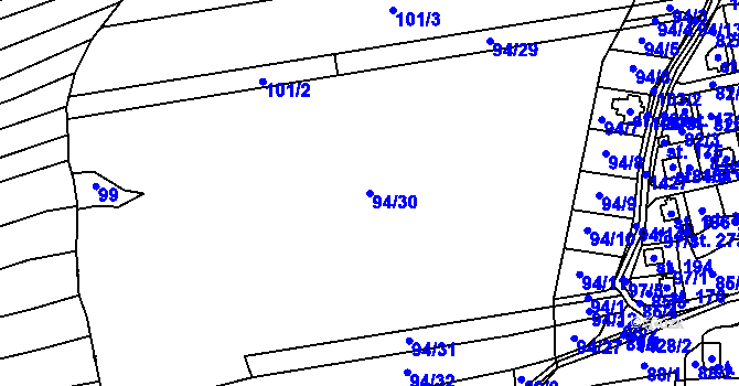 Parcela st. 94/30 v KÚ Kondrac, Katastrální mapa