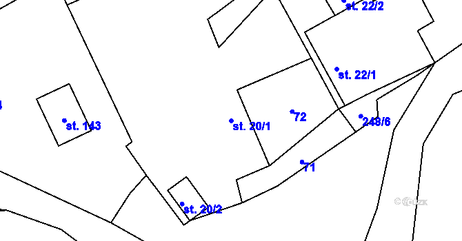 Parcela st. 20/1 v KÚ Kamenice u Konecchlumí, Katastrální mapa