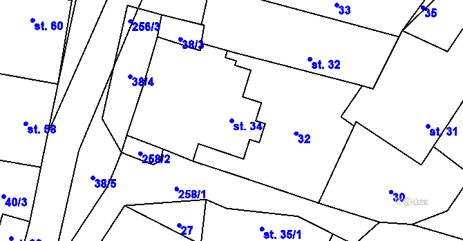 Parcela st. 34 v KÚ Kamenice u Konecchlumí, Katastrální mapa