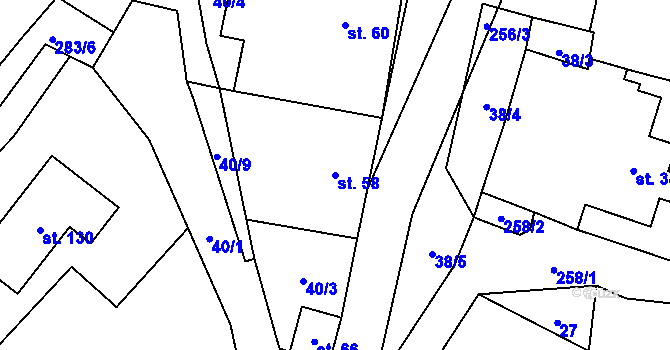 Parcela st. 58 v KÚ Kamenice u Konecchlumí, Katastrální mapa