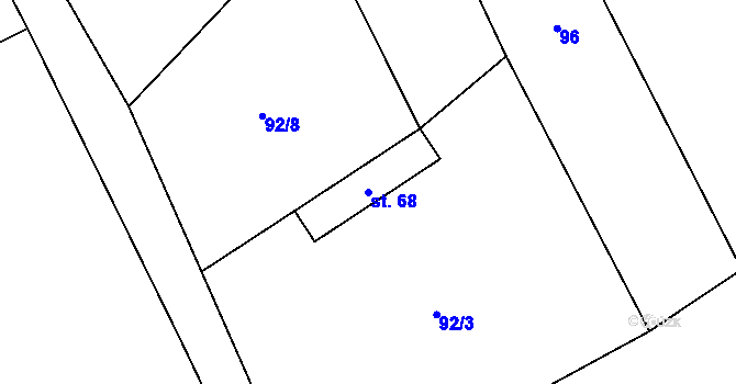 Parcela st. 68 v KÚ Kamenice u Konecchlumí, Katastrální mapa