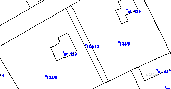 Parcela st. 134/10 v KÚ Kamenice u Konecchlumí, Katastrální mapa