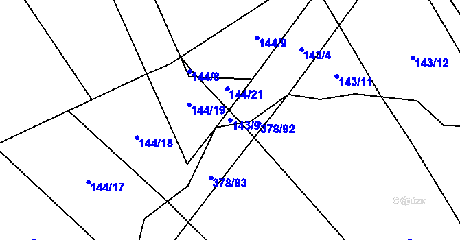 Parcela st. 143/9 v KÚ Kamenice u Konecchlumí, Katastrální mapa