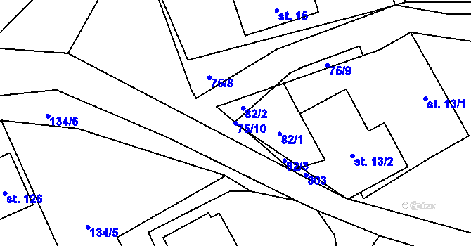 Parcela st. 75/10 v KÚ Kamenice u Konecchlumí, Katastrální mapa