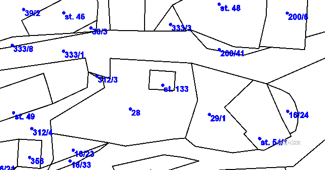 Parcela st. 133 v KÚ Konecchlumí, Katastrální mapa