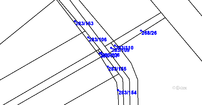 Parcela st. 283/108 v KÚ Konecchlumí, Katastrální mapa