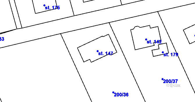 Parcela st. 147 v KÚ Konecchlumí, Katastrální mapa