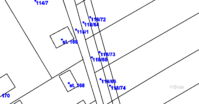 Parcela st. 118/73 v KÚ Konecchlumí, Katastrální mapa