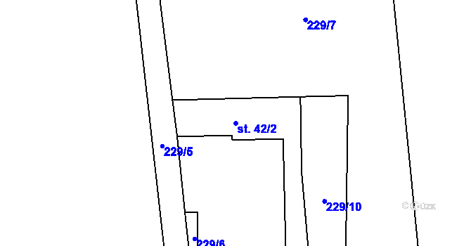Parcela st. 42/2 v KÚ Kovač, Katastrální mapa