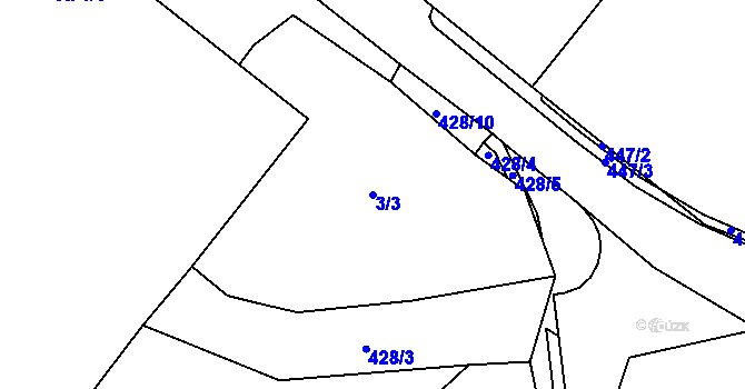 Parcela st. 3/3 v KÚ Kovač, Katastrální mapa