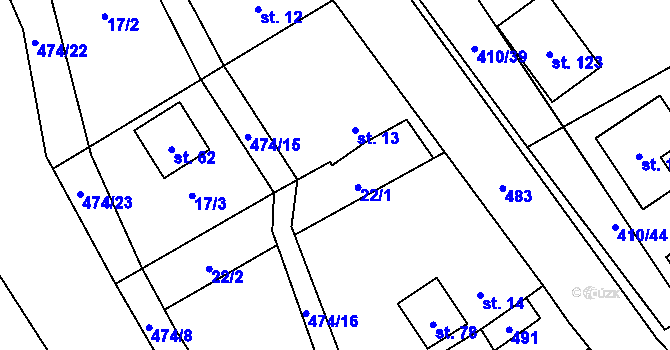Parcela st. 22 v KÚ Kovač, Katastrální mapa
