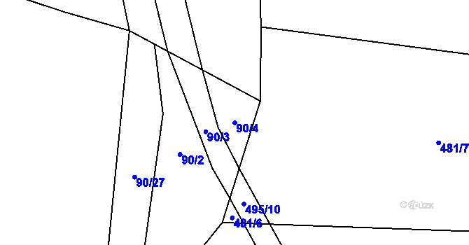 Parcela st. 90/4 v KÚ Kovač, Katastrální mapa