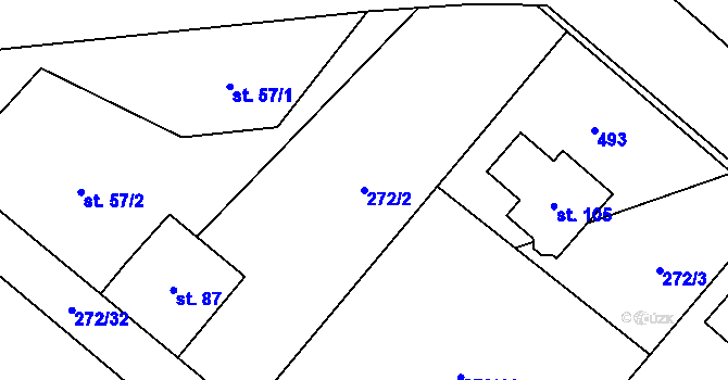 Parcela st. 272/2 v KÚ Kovač, Katastrální mapa