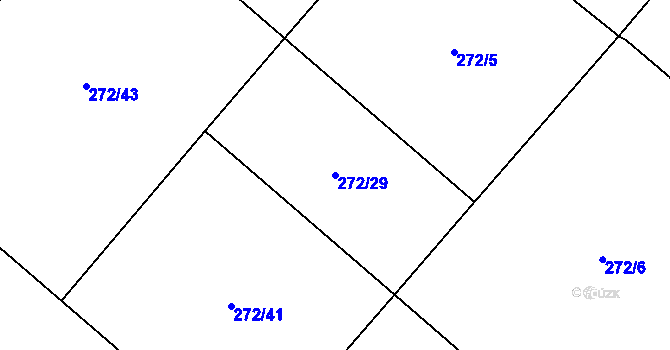 Parcela st. 272/29 v KÚ Kovač, Katastrální mapa